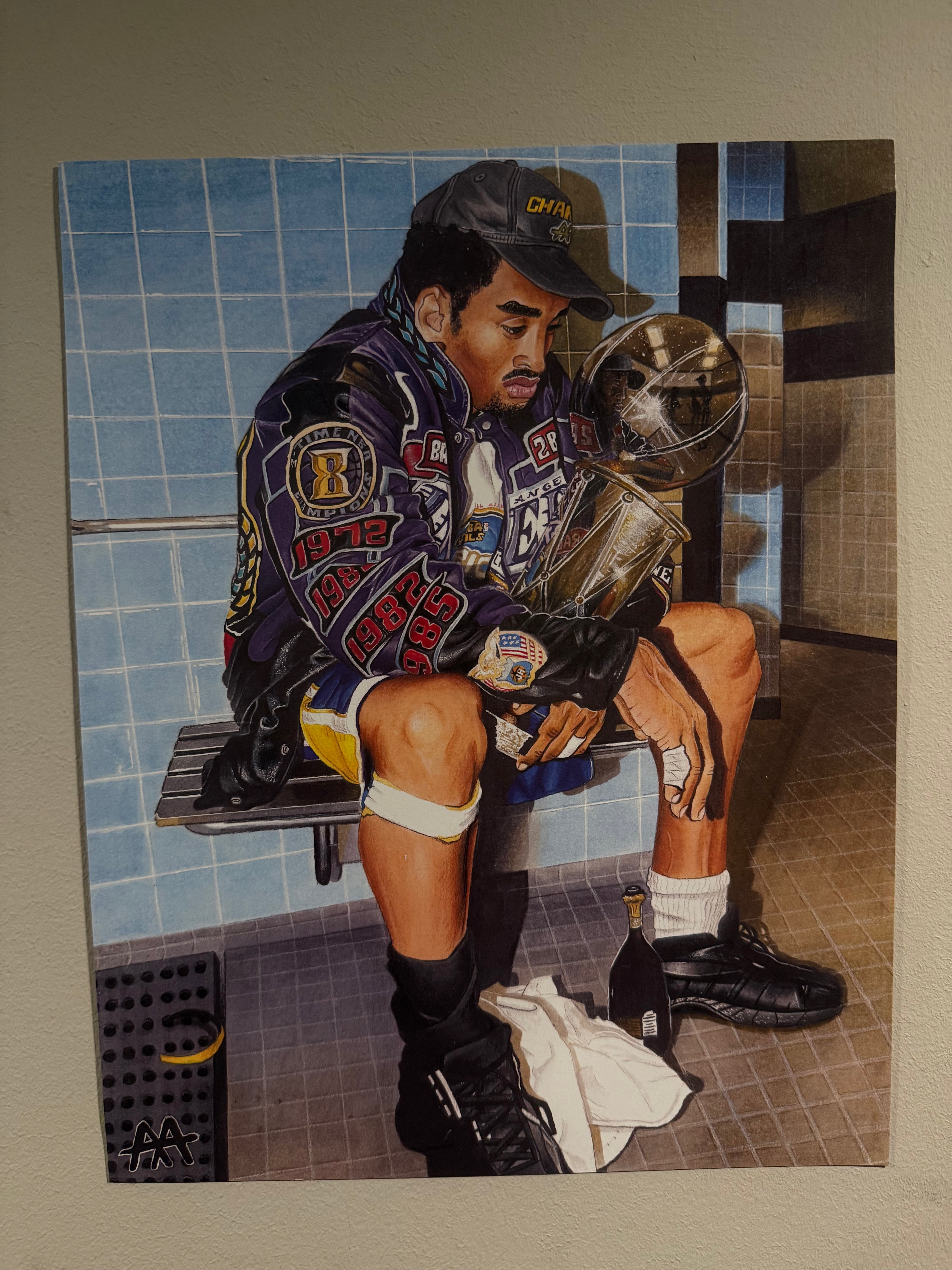 Kobe Bryant Championship — Original hand-painted Kobe Bryant NBA championship pop art print by Antonio Adamo
