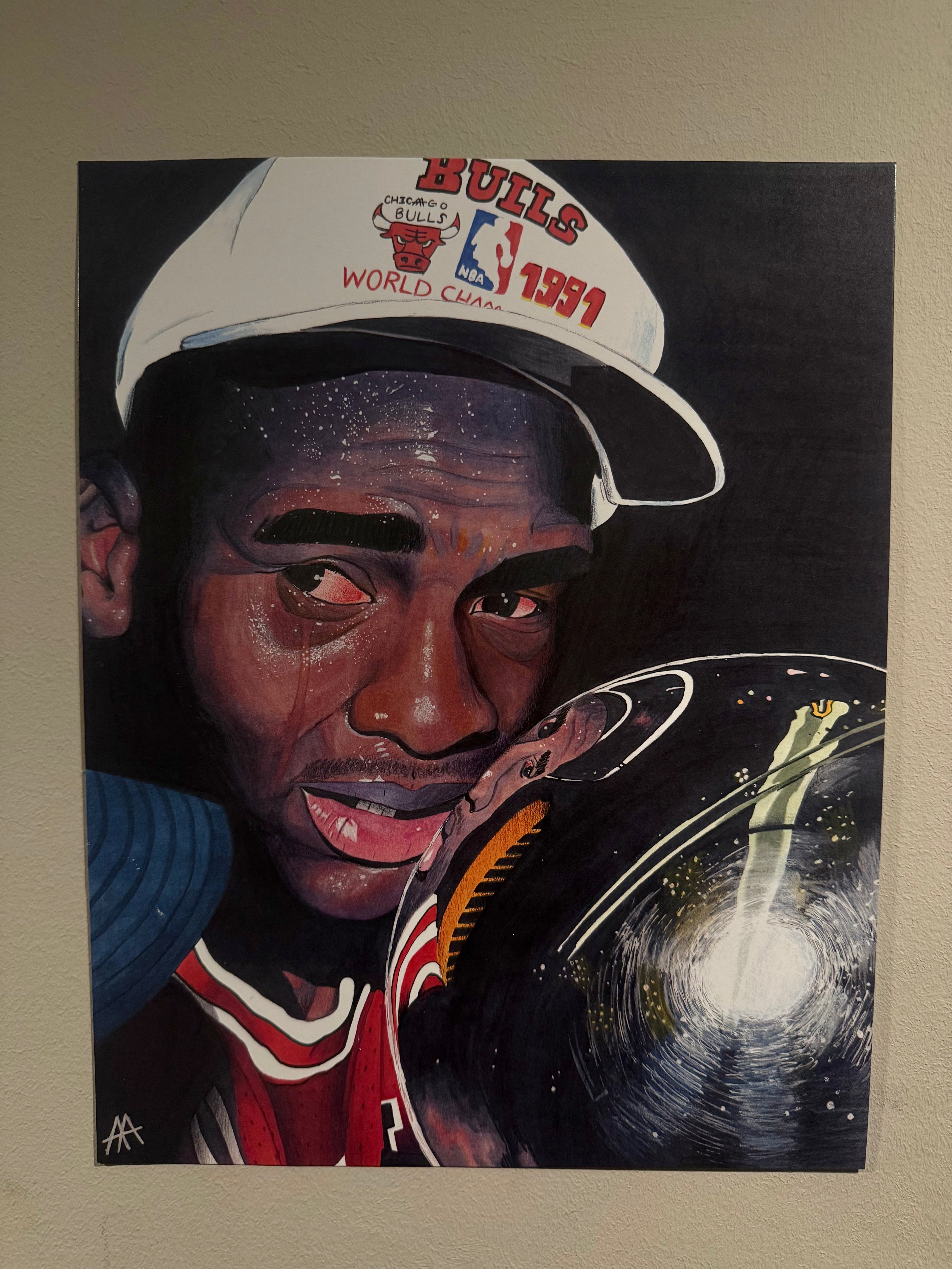 Michael Jordan 1991 Championship — Original hand-painted Michael Jordan 1991 Chicago Bulls championship pop art print by Antonio Adamo