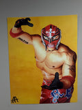 Rey Mysterio — Original hand-painted Rey Mysterio WWE wrestling pop art print by Antonio Adamo

